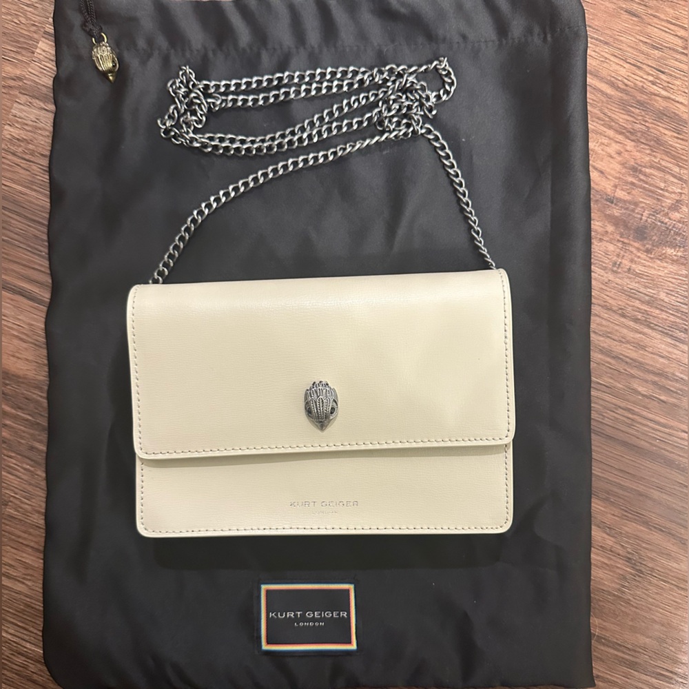 Kurt Geiger Cream Clutch with Chain Strap